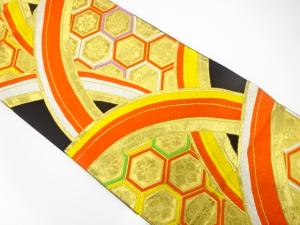 アンティーク　山並に花亀甲模様織り出し袋帯（材料）